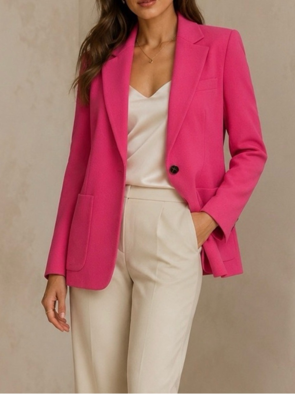 Harvé Benard Pink Wool Cashmere Blazer Size 8 Luxury Structured Jacket Sz 8